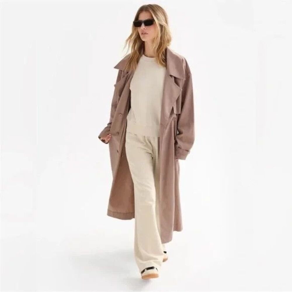 MATE THE LABEL WOMEN'S BELTED TENCEL TWILL TRENCH COAT TAUPE NWT XL/XXL $248